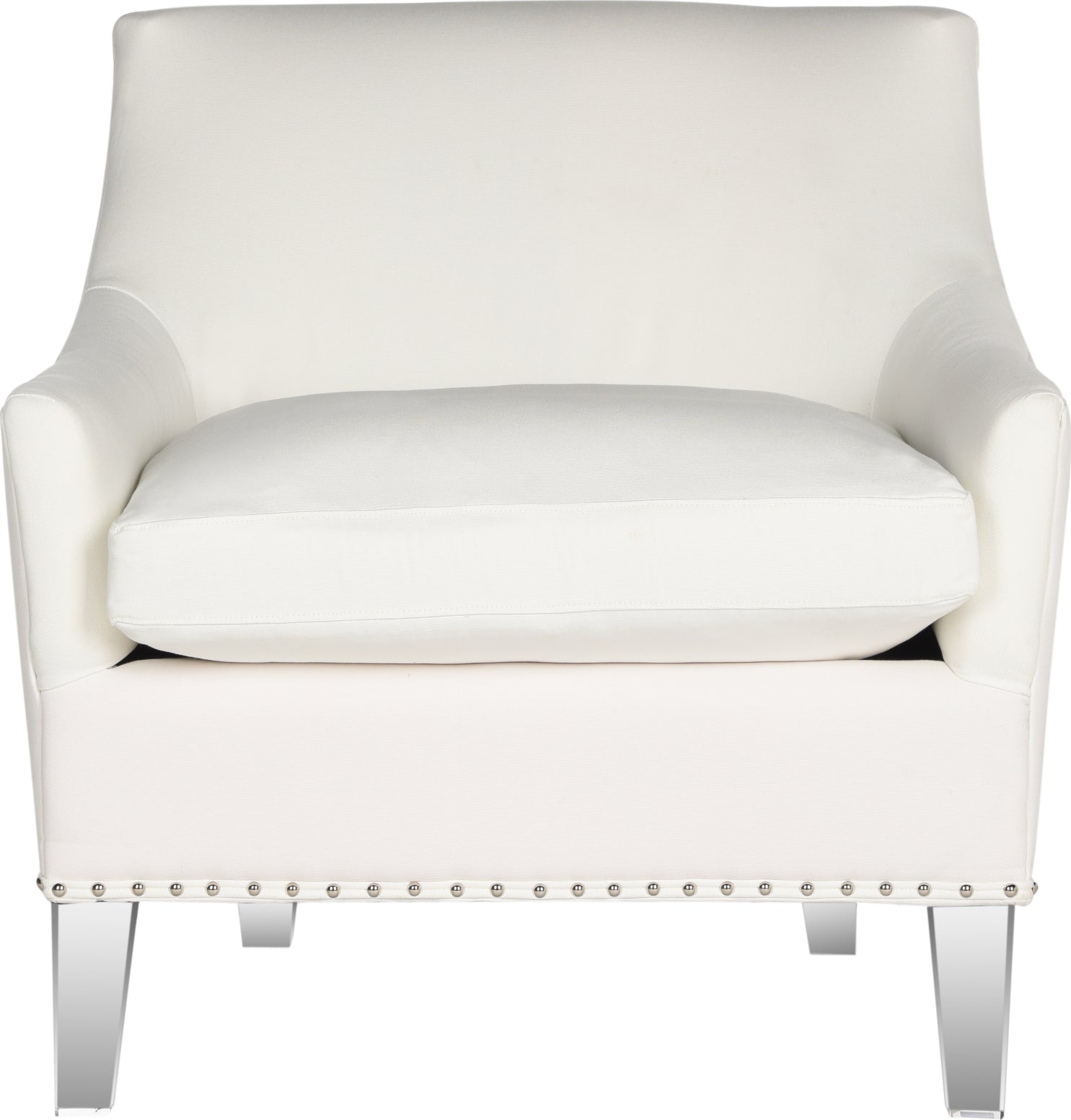 Safavieh Hollywood Glam Tufted Acrylic White Club Chair With Silver Nail Heads and Clear Furniture main image