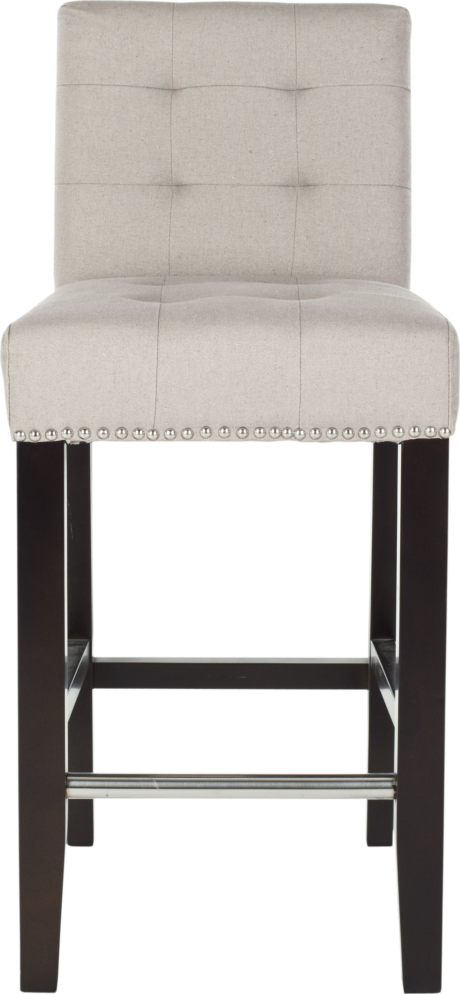 Safavieh Thompson 239'' Linen Counter Stool With Silver Nailheads Taupe and Espresso Furniture main image