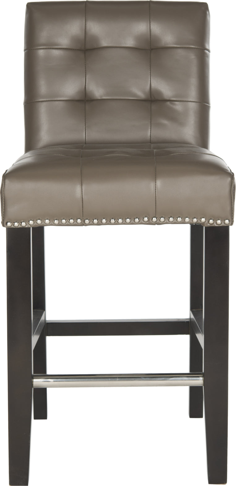 Safavieh Thompson 239'' Leather Counter Stool With Silver Nailheads Clay and Espresso Furniture main image
