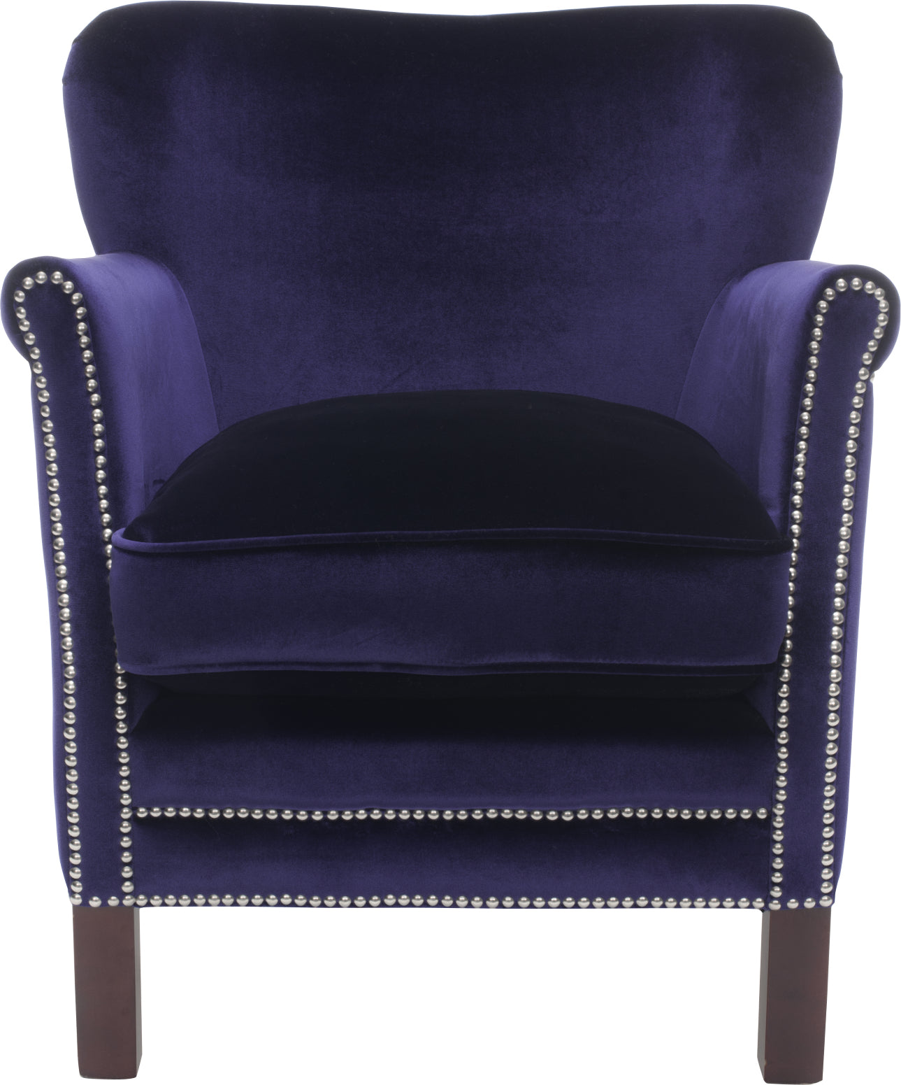 Safavieh Jenny Arm Chair With Silver Nail Heads Royal Blue and Cherry Mahogany Furniture main image
