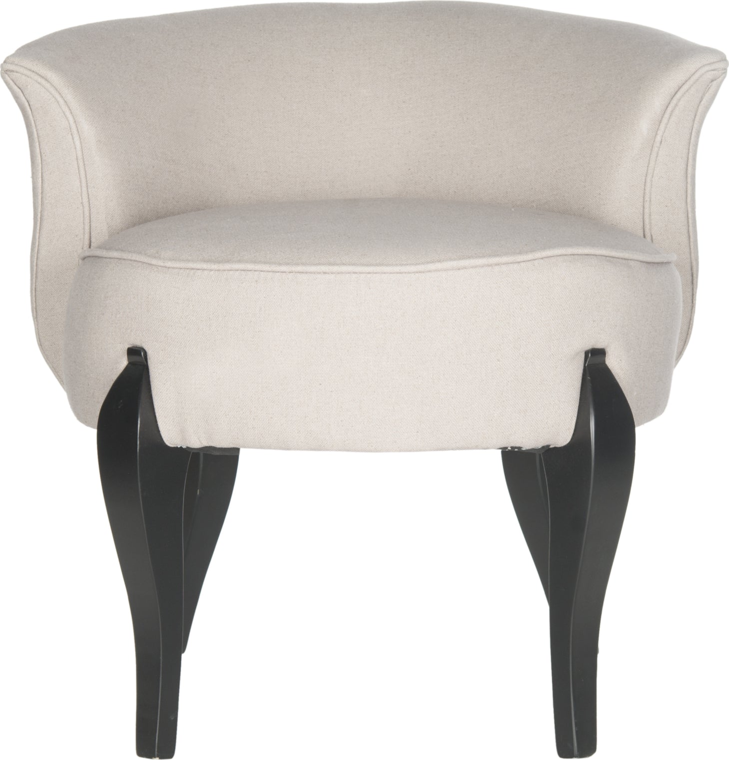 Safavieh Mora French Leg Linen Vanity Chair Taupe and Black Furniture main image