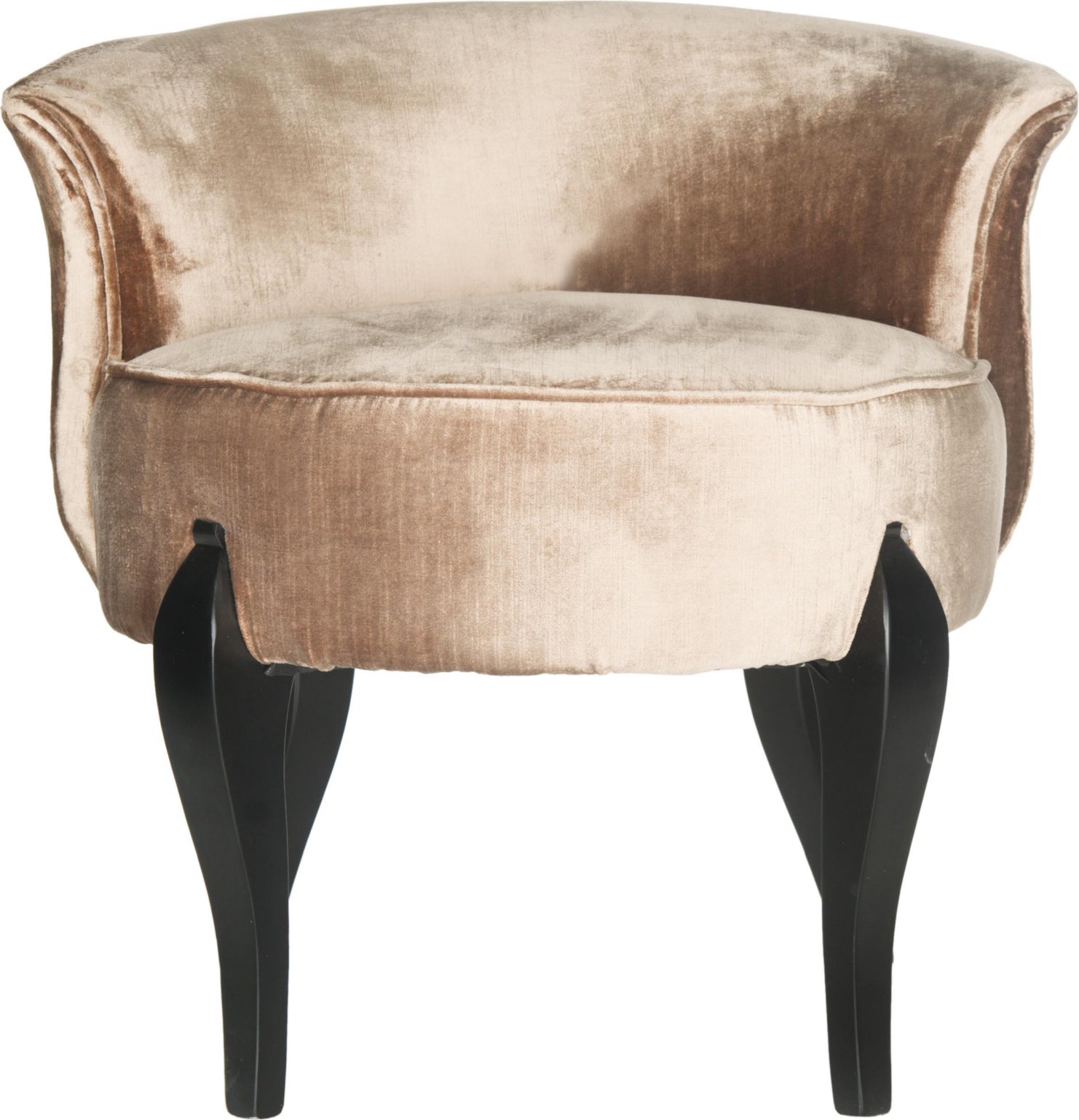 Safavieh Mora French Leg Linen Vanity Chair Mink Brown and Black Furniture main image