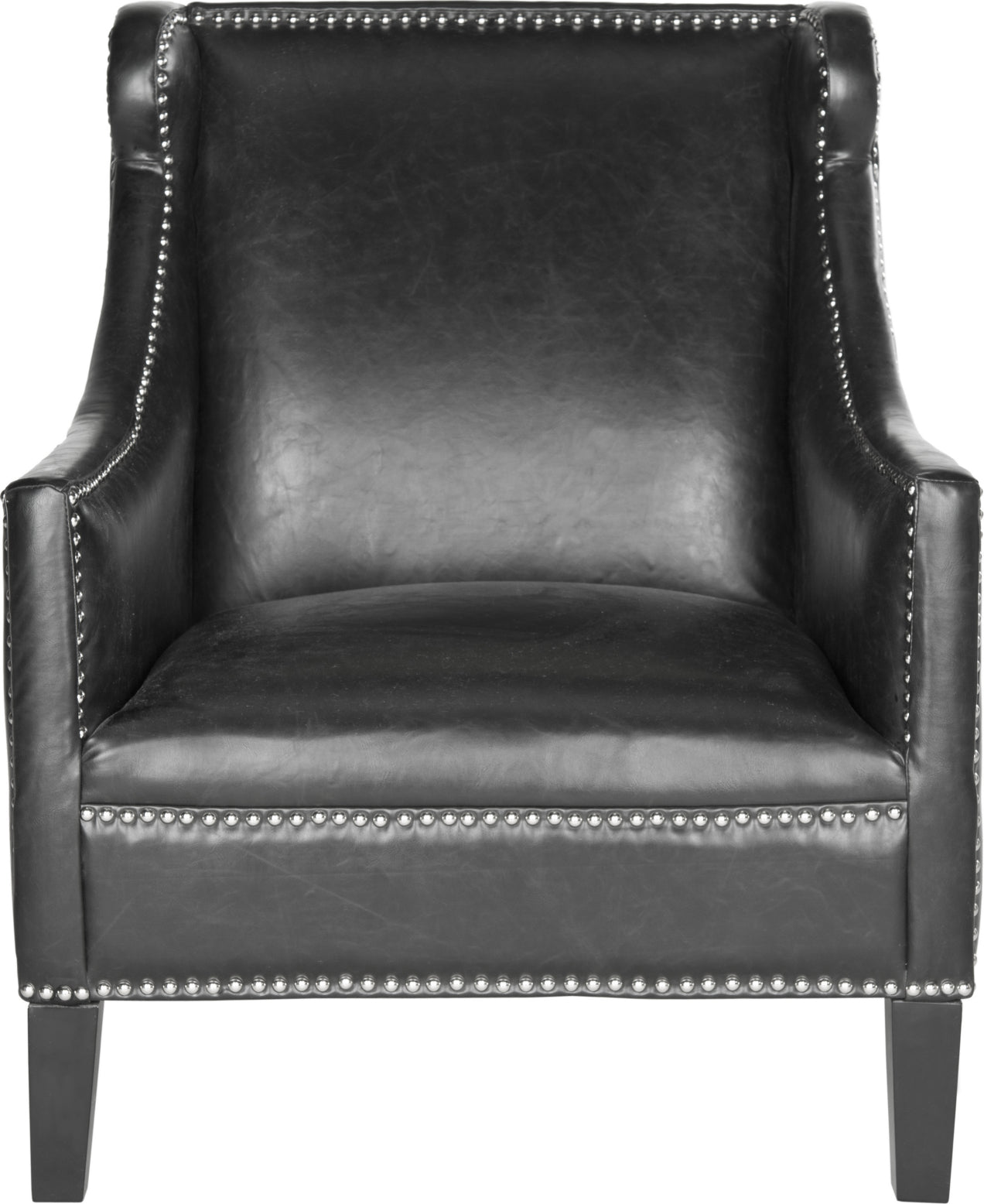 Safavieh Mckinley Leather Club Chair-Silver Nail Heads Antique Black and Furniture main image
