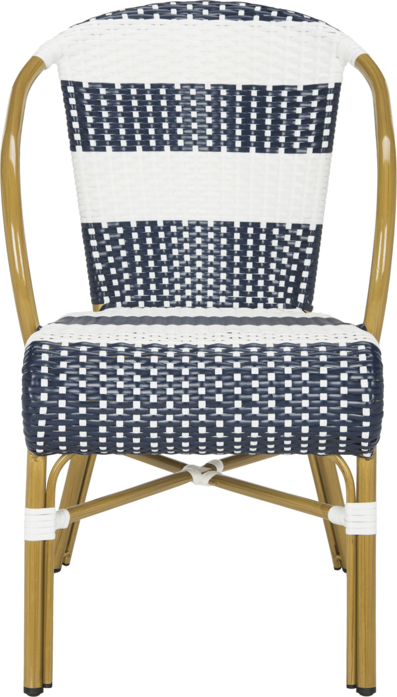 Safavieh Sarita Striped French Bistro Stacking Side Chair Navy/White Furniture main image