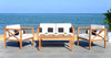 Safavieh Nunzio 4 Pc Outdoor Set With Accent Pillows Teak/Black/White Furniture 