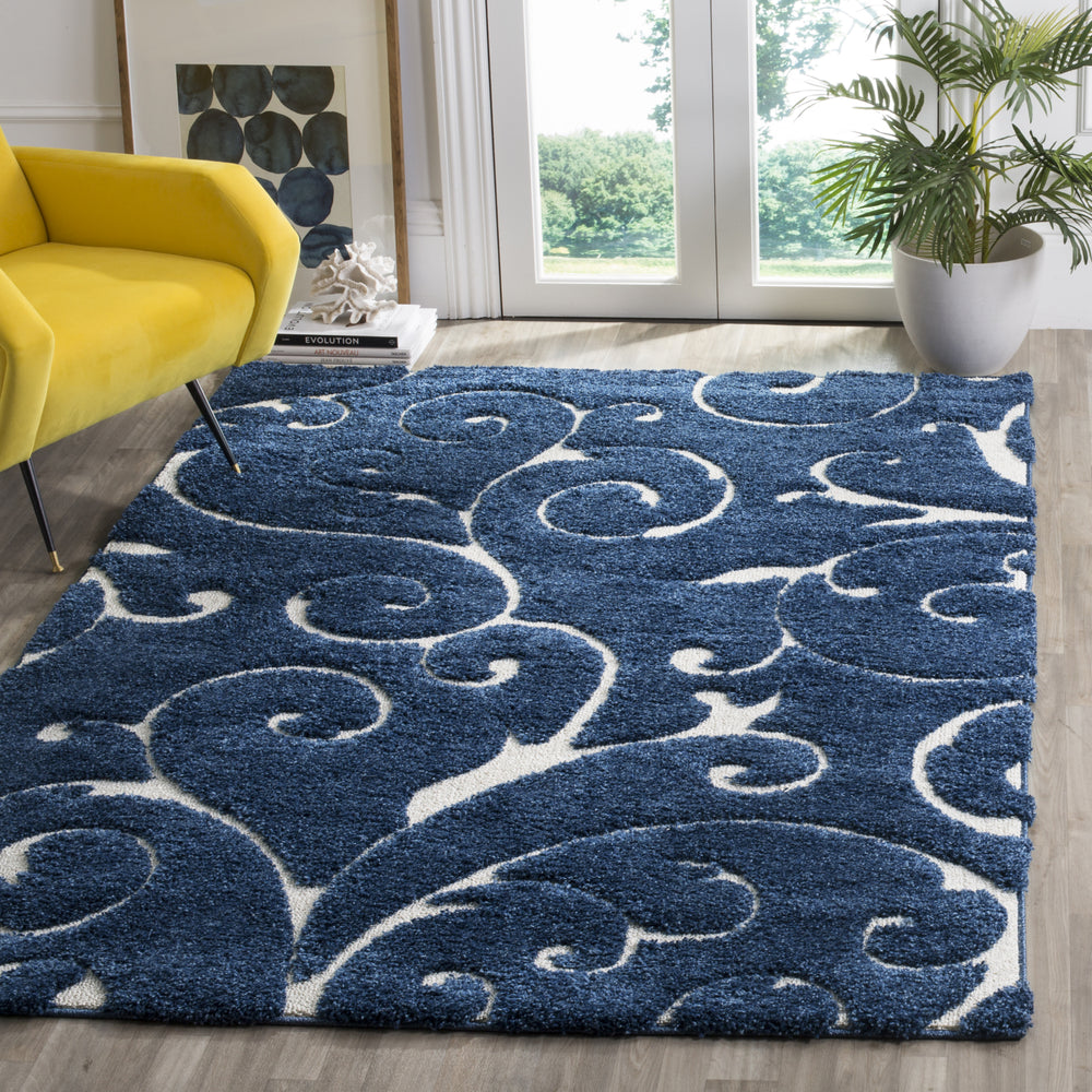 Safavieh Shag SG455 Dark Blue/Cream Area Rug Feature