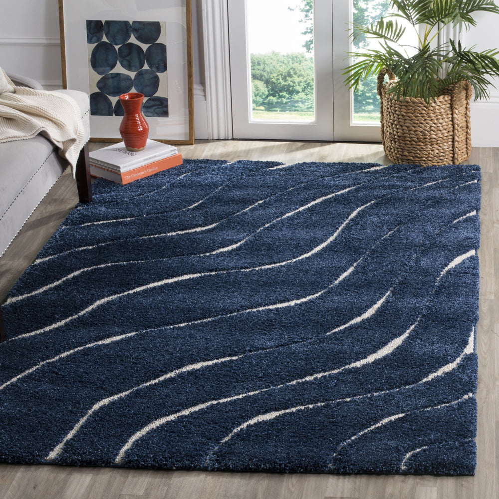 Safavieh Shag SG472 Dark Blue/Cream Area Rug Feature