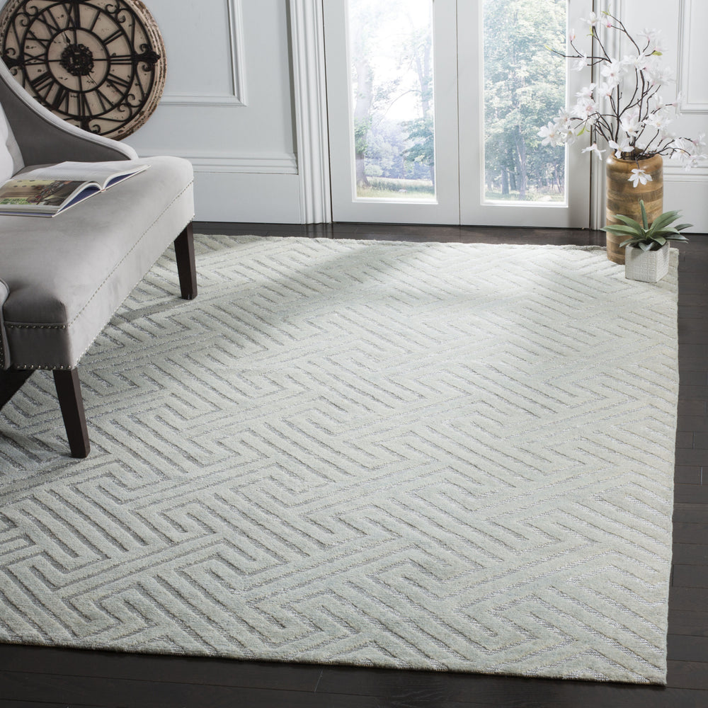 Safavieh Santa Fe STF535 Light Grey/Silver Area Rug Room Scene Feature