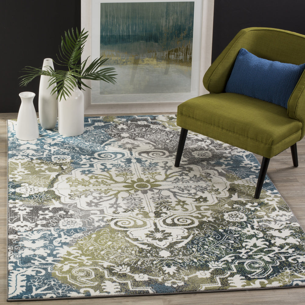 Safavieh Watercolor WTC669B Ivory/Peacock Blue Area Rug Feature