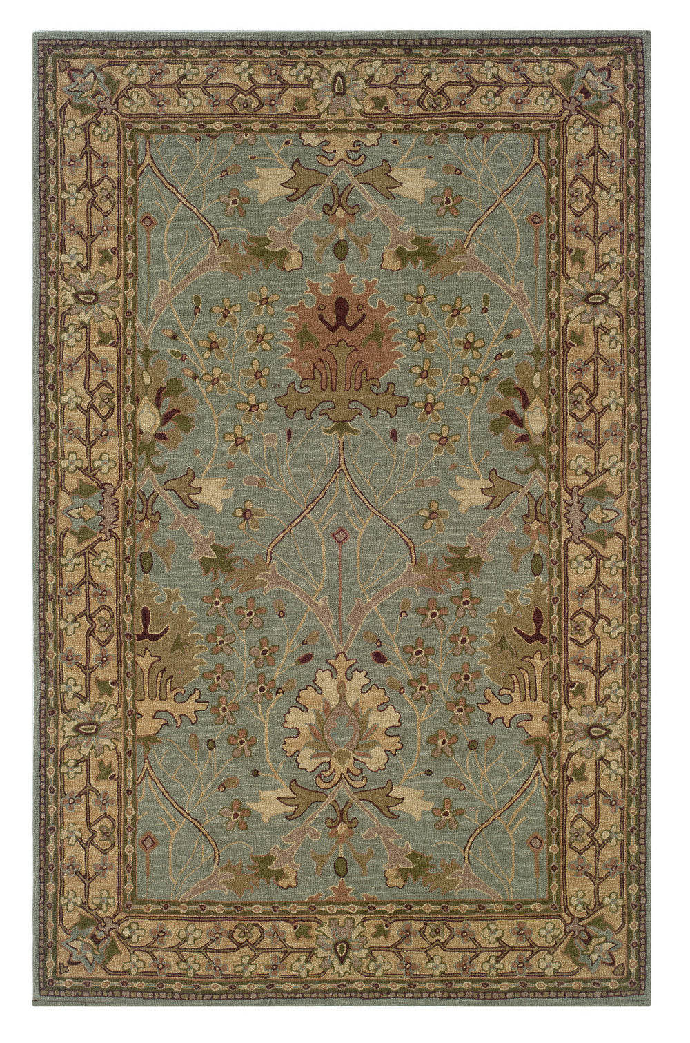 Linon Soumak RUG-SLSG82 Ice Blue/Pale Gold Area Rug