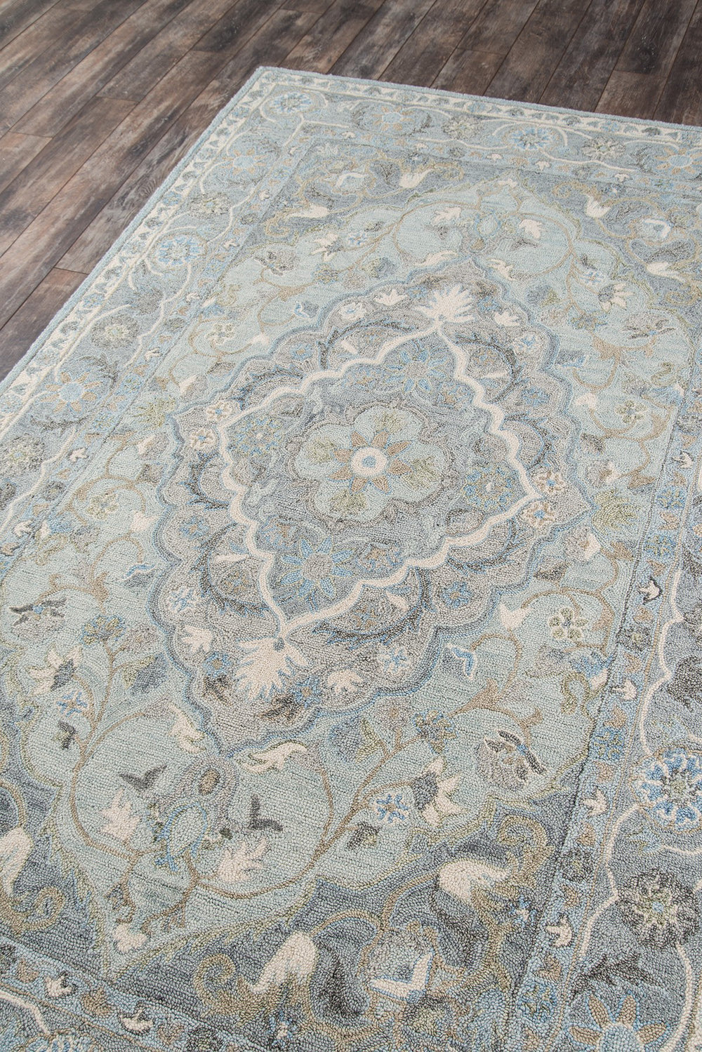 Momeni Tangier TAN33 Blue Area Rug Corner Image Feature