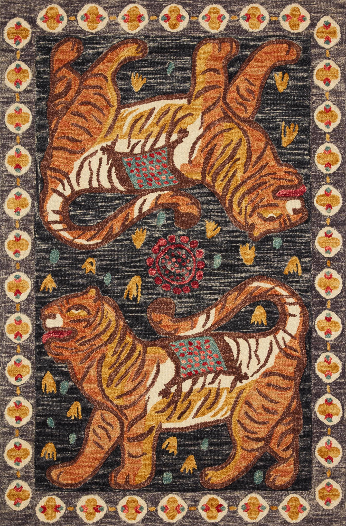 Loloi Tigress TIG-02 Charcoal / Tangerine Area Rug by Justina Blakeney Main Image