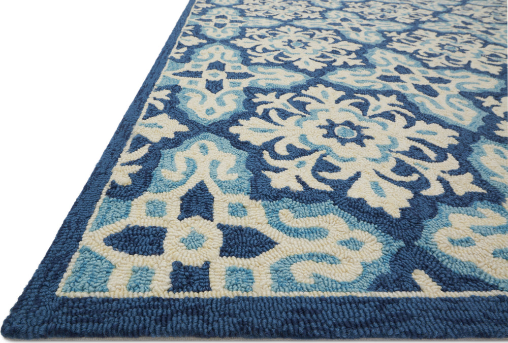 Loloi Venice Beach VB-28 Ivory/Blue Area Rug Detail Shot Feature