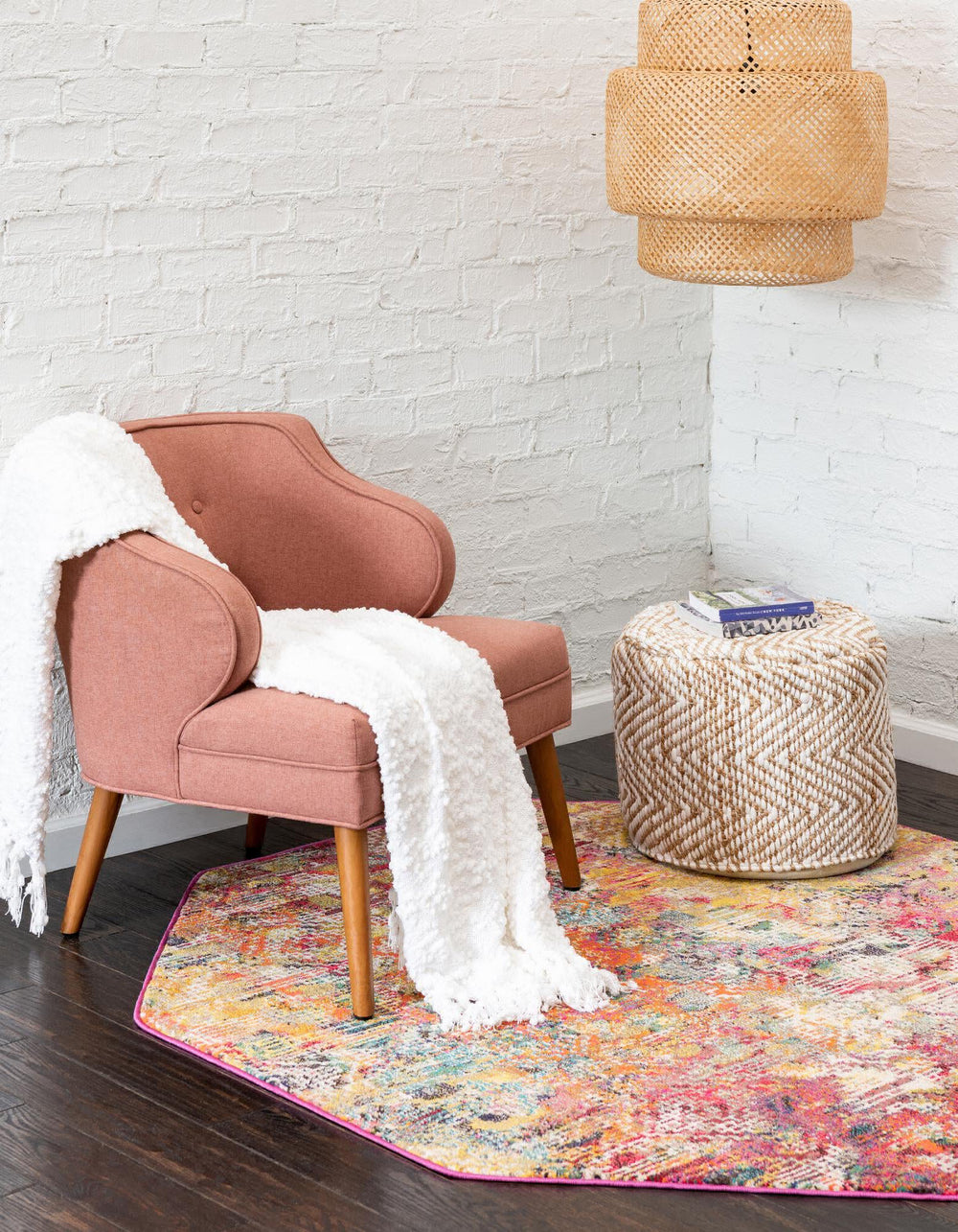 Unique Loom Vivid T-VIVD8 Multi Area Rug Octagon Lifestyle Image Feature