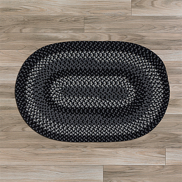 Walden Charcoal-Yellow Wool Braided Oval Rugs –