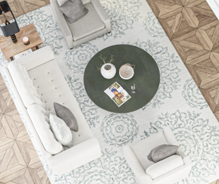 Bashian Verona Transitional R130-LC175 Ivory Slate Area Rug Room Scene 2