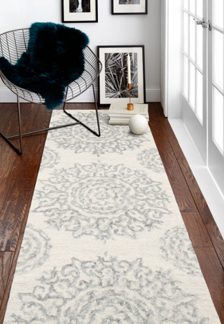 Bashian Verona Transitional R130-LC175 Ivory Slate Area Rug Room Scene Feature