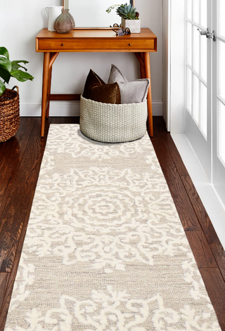 Bashian Verona Transitional R130-LC175 Biscuit Area Rug Room Scene Feature