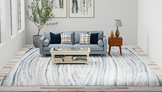 Bashian Andes A164-AND108 White/Blue Area Rug Room Scene Feature