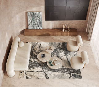 Exquisite Rugs Kyoto 6331 Silver/Black Area Rug Room Scene Feature