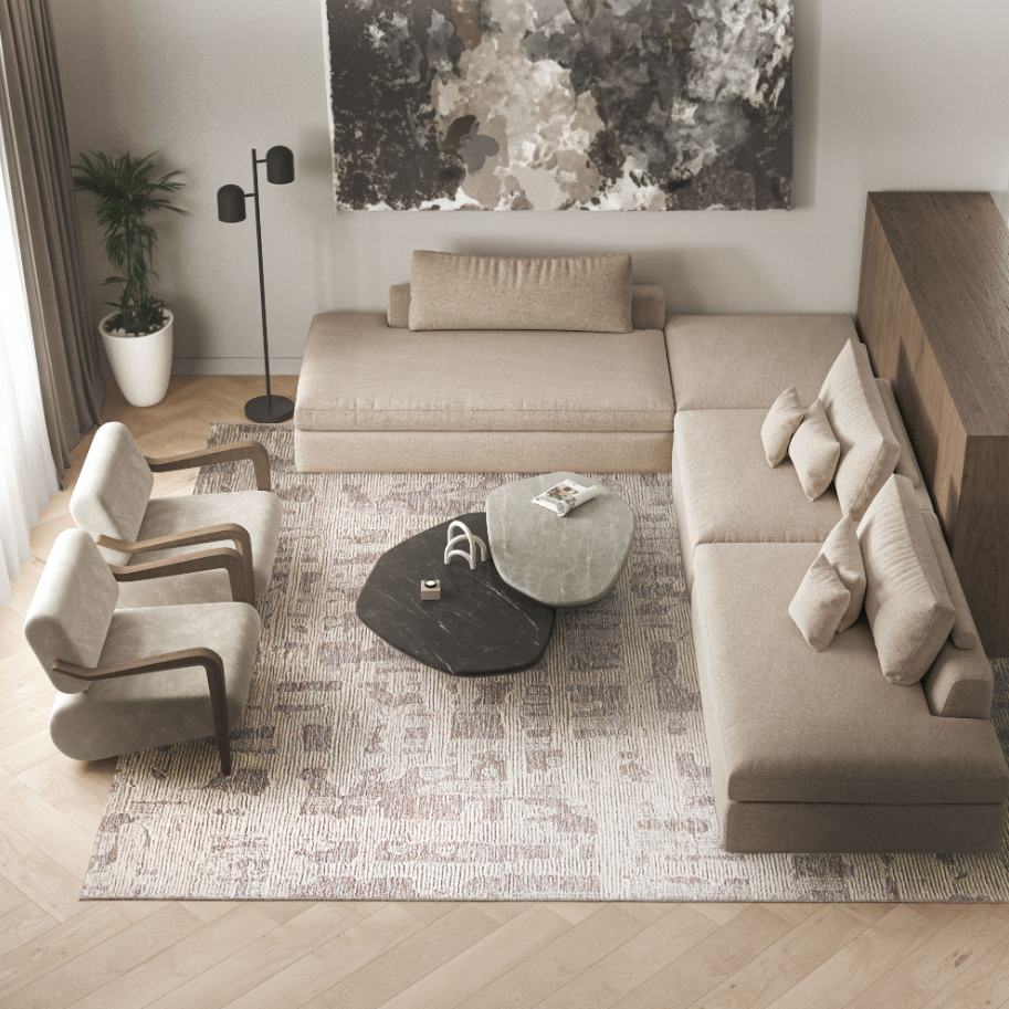 Exquisite Rugs Aspen 6827 Natural Beige/Ivory Area Rug Room Scene Feature