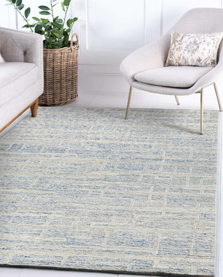 Exquisite Rugs Park City 6838 Blue/Ivory Area Rug Room Scene Feature