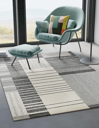 Exquisite Rugs Castine 6874 Gray/Ivory Area Rug Room Scene Feature