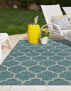 Unique Loom Outdoor Trellis T-KOZA-20596A Teal Area Rug Outdoor Scene 2