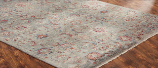 Ancient Boundaries Lily LIL-10 Pearl Grey Area Rug Fringe On Wood Floor