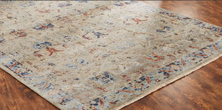 Ancient Boundaries Lily LIL-11 Vintage Tan/Blues Area Rug On Wood Floor