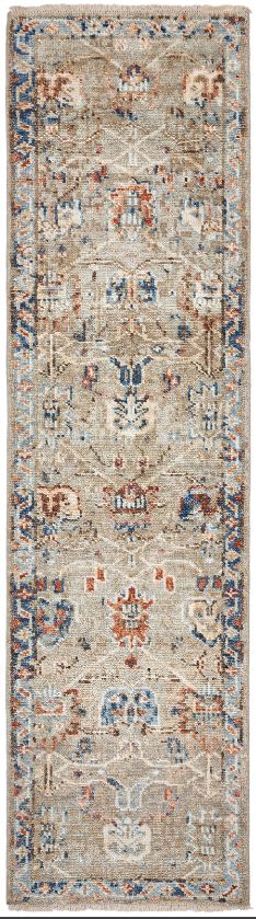 Ancient Boundaries Lily LIL-11 Vintage Tan/Blues Area Rug Runner