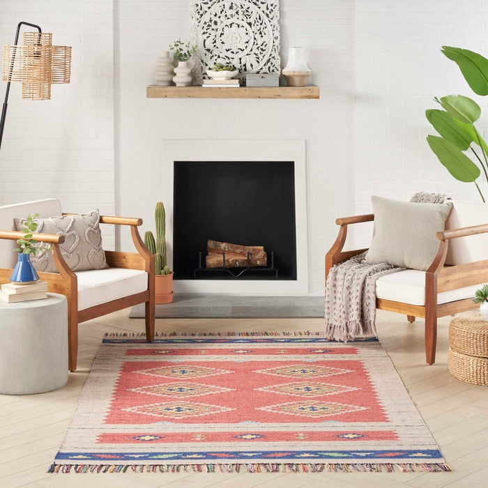 Nourison Baja BAJ02 Red/Bge Area Rug Room Scene Featured 