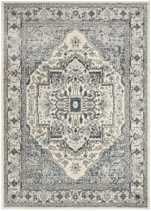 Nourison Concerto CNC18 Ivory Navy Area Rug 5 X 8