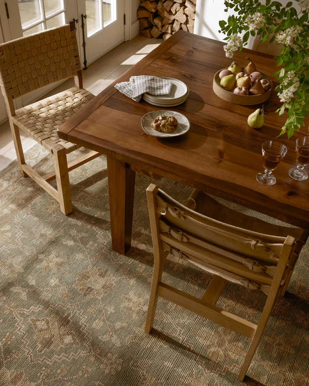 Loloi Heirloom HQ-04 Aqua/Terracotta Area Rug in Dining Room Featured