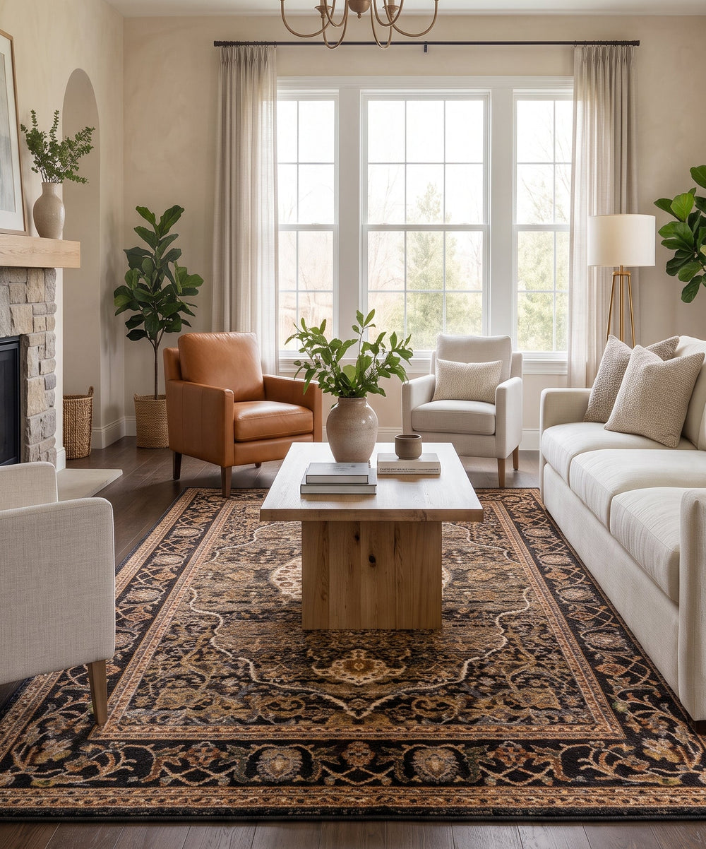 Karastan Spice Market Petra Charcoal Area Rug Featured Illustration Image
