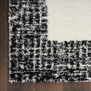 Nourison Pacific Shag PCS02 Ivory Black Area Rug Corner