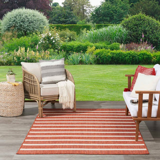 Nourison Positano POS03 Terracotta Ivory Area Rug Outdoor Scene