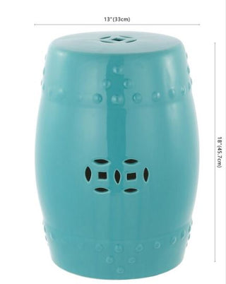 Safavieh Modern Ming Garden Stool Light Aqua Dimensions