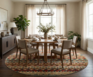 Karastan Spice Market Saigon Multi Area Rug Featured 9'6 Round Size