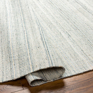 Textured rug with a subtle pattern on a wooden floor 

