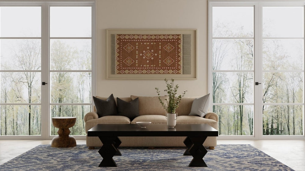 Feizy Wallace 8A39F Blue/Ivory Area Rug Room Scene Feature