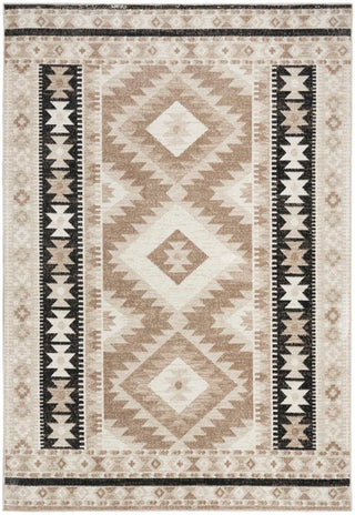 Nourison Washable Decor WSD06 Beige Black Area Rug 5 X 8