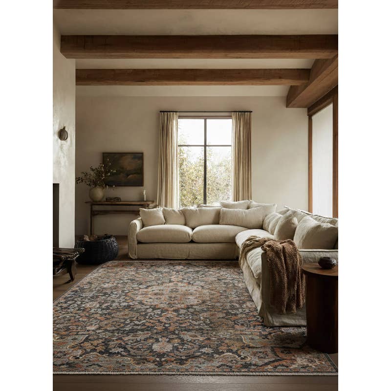 Jaipur Living Zefira Amena ZFA09 Black/Dark Taupe Area Rug Room Scene Feature
