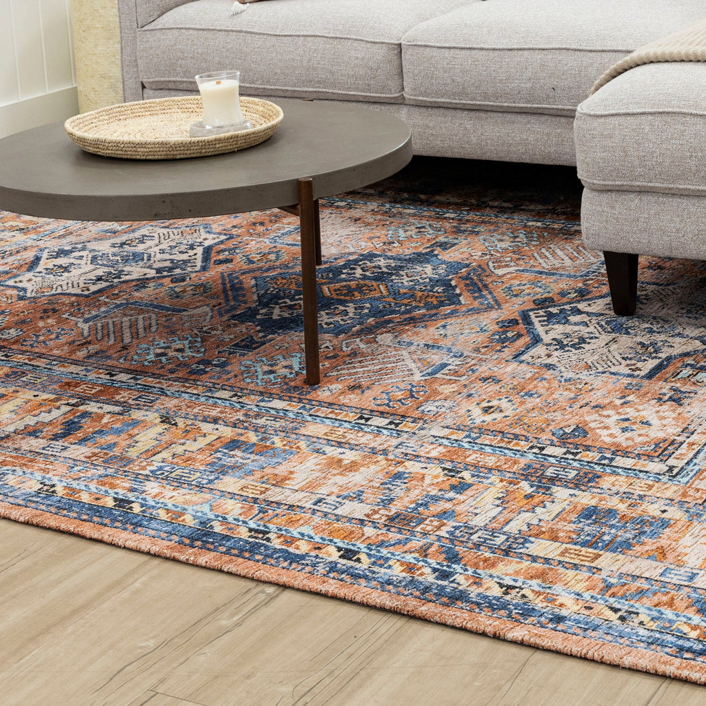 Karastan Zula Haykota Terracotta/Rust Blue Area Rug – Incredible Rugs ...