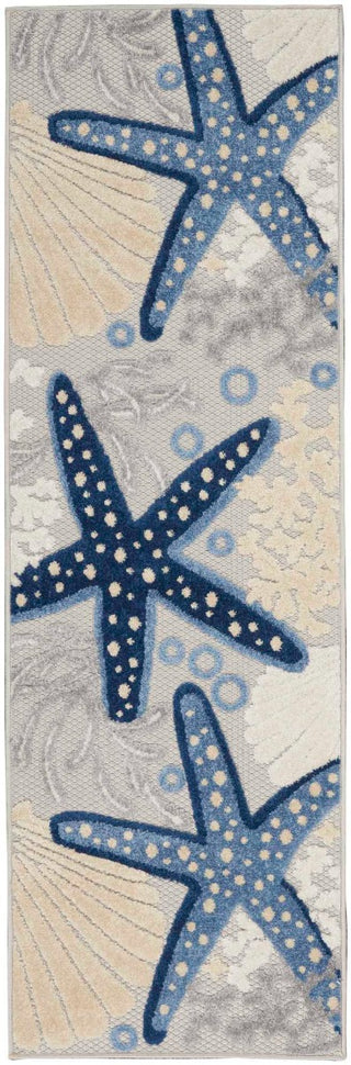 Nourison Aloha ALH24 Blue/Grey Area Rug 2'3'' X 8' Runner