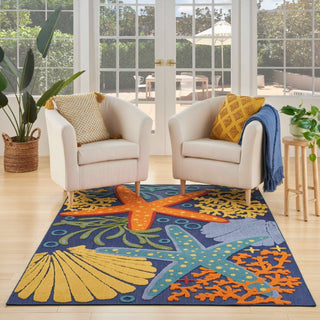 Nourison Aloha ALH24 Navy Multicolor Area Rug Room Scene 3