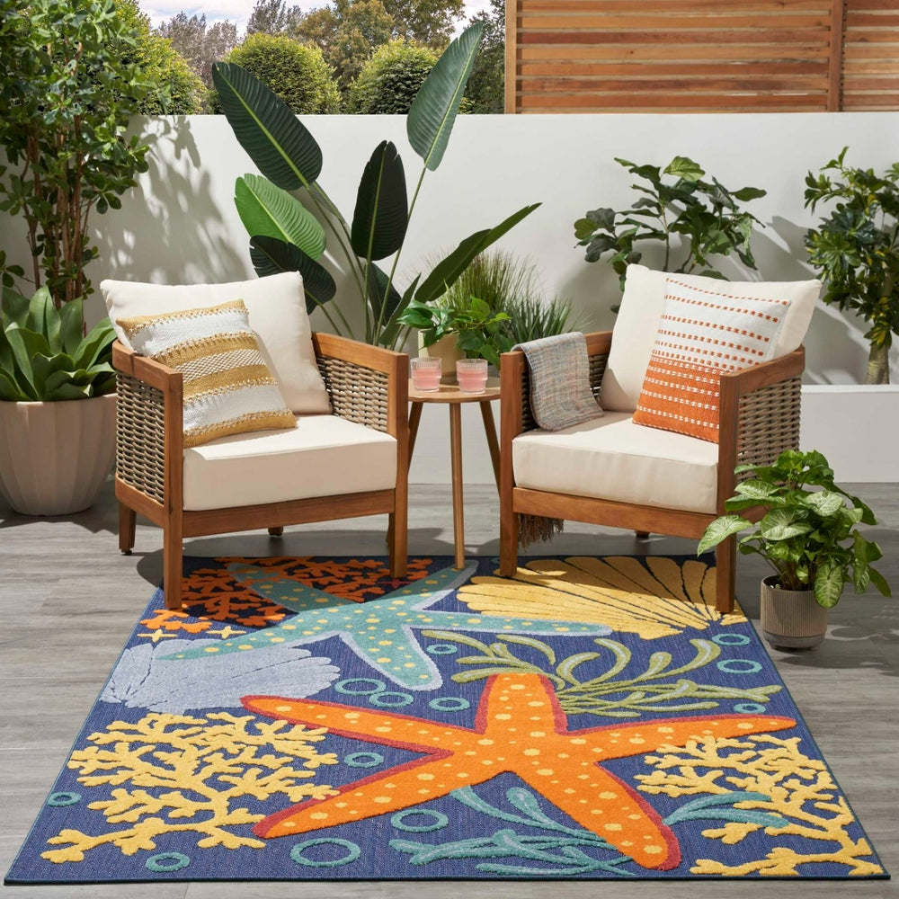 Nourison Aloha ALH24 Navy Multicolor Area Rug Outdoor Scene Feature