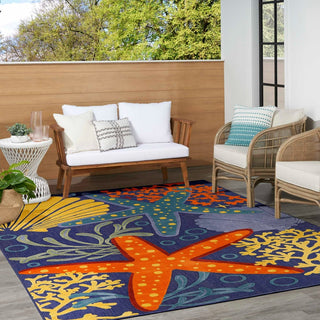 Nourison Aloha ALH24 Navy Multicolor Area Rug Outdoor Scene 2