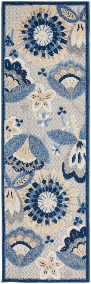 Nourison Aloha ALH25 Blue/Grey Area Rug 2'3'' X 8' Runner