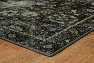 Oriental Weavers Andorra 7124A Navy/ Blue Area Rug Corner On Wood